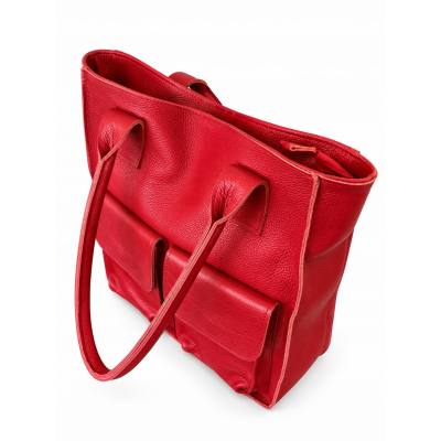 - HIT - CZERWONA TOREBKA SKÓRA NATURALNA SHOPPER A4 DAMSKA TORBA SKÓRZANA